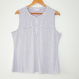 7th AVE DESIGN STUDIO Black White Polka Dot Sleeveless Blouse size XL Zipper *